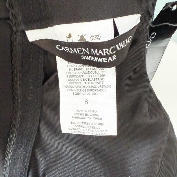 Carmen Marc Valvo One Shoulder Swimsuit Size 6 Black NWT Beach Resort Summer - Picture 7 of 7